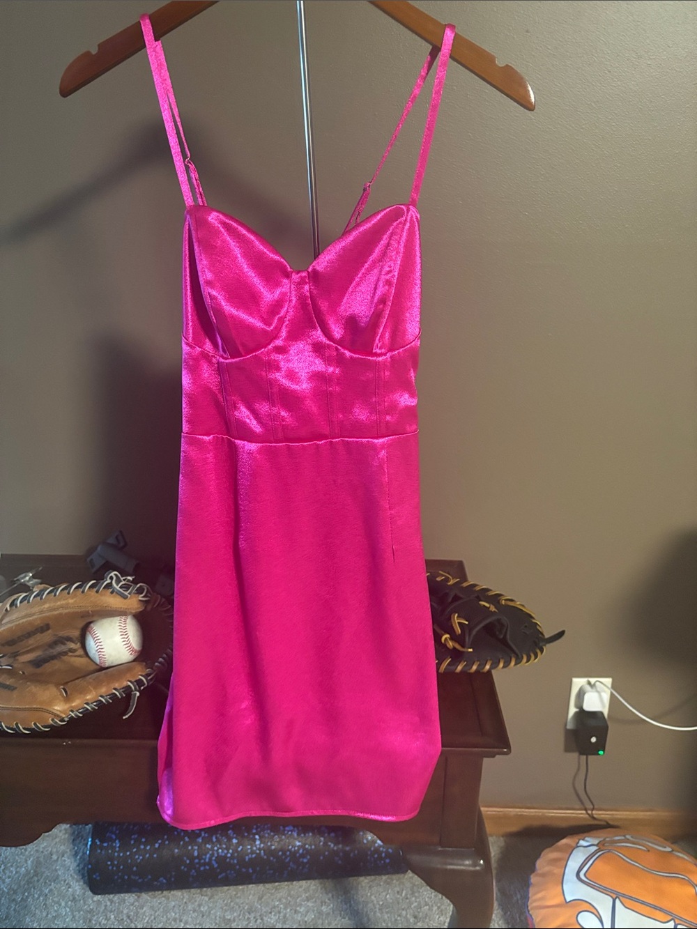 wild fable Hot Pink Satin Slip Dress